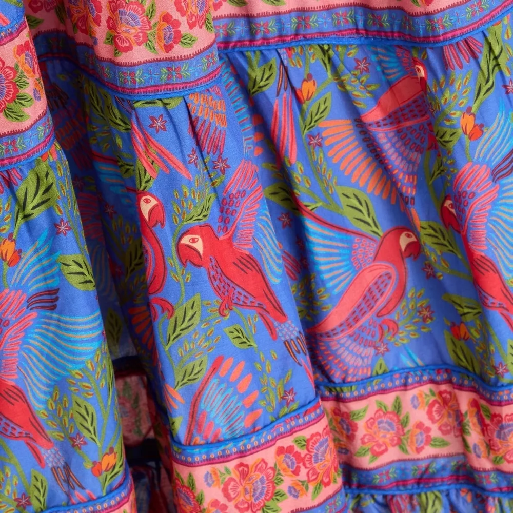 NWT FARM RIO | $265 Blue Macaw Tiered Dress - Picture 4 of 8